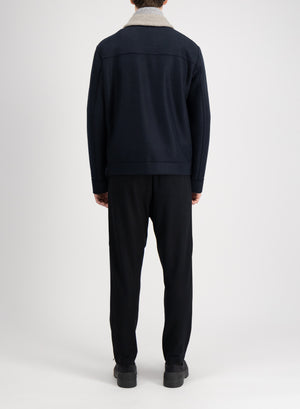 Golf jacket pressed wool and bouclè
