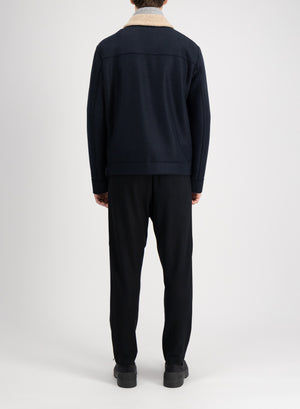 Golf jacket pressed wool and bouclè