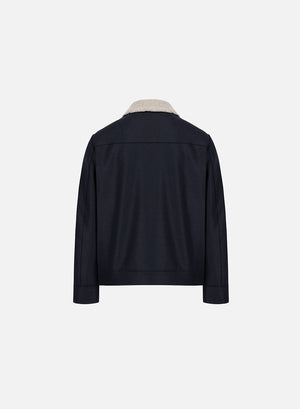 Golf jacket pressed wool and bouclè