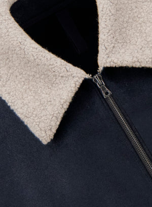 Golf jacket pressed wool and bouclè