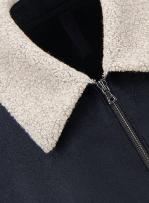 Golf jacket pressed wool and bouclè