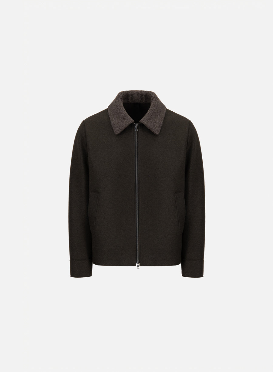 Golf jacket pressed wool and bouclè