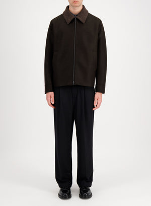 Golf jacket pressed wool and bouclè