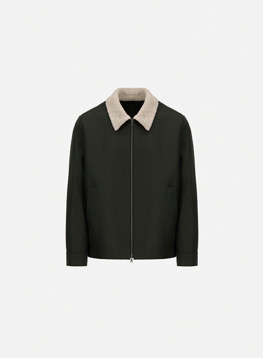 Golf jacket pressed wool and bouclè