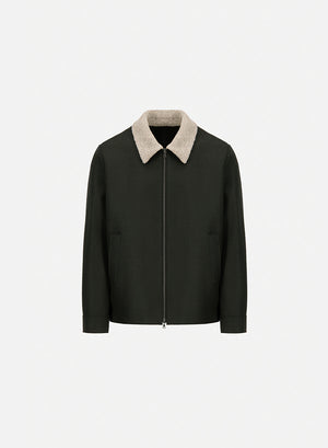 Golf jacket pressed wool and bouclè