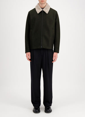 Golf jacket pressed wool and bouclè