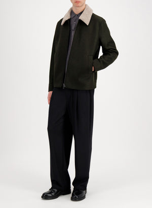 Golf jacket pressed wool and bouclè
