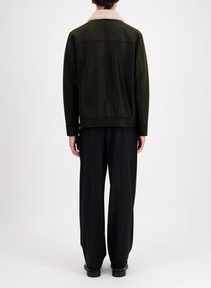 Golf jacket pressed wool and bouclè