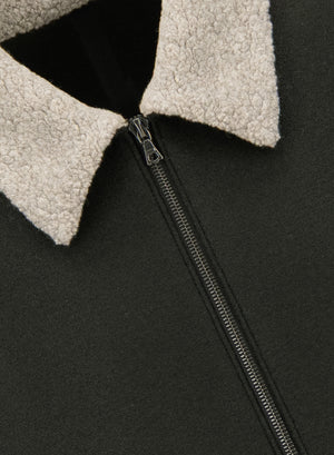 Golf jacket pressed wool and bouclè