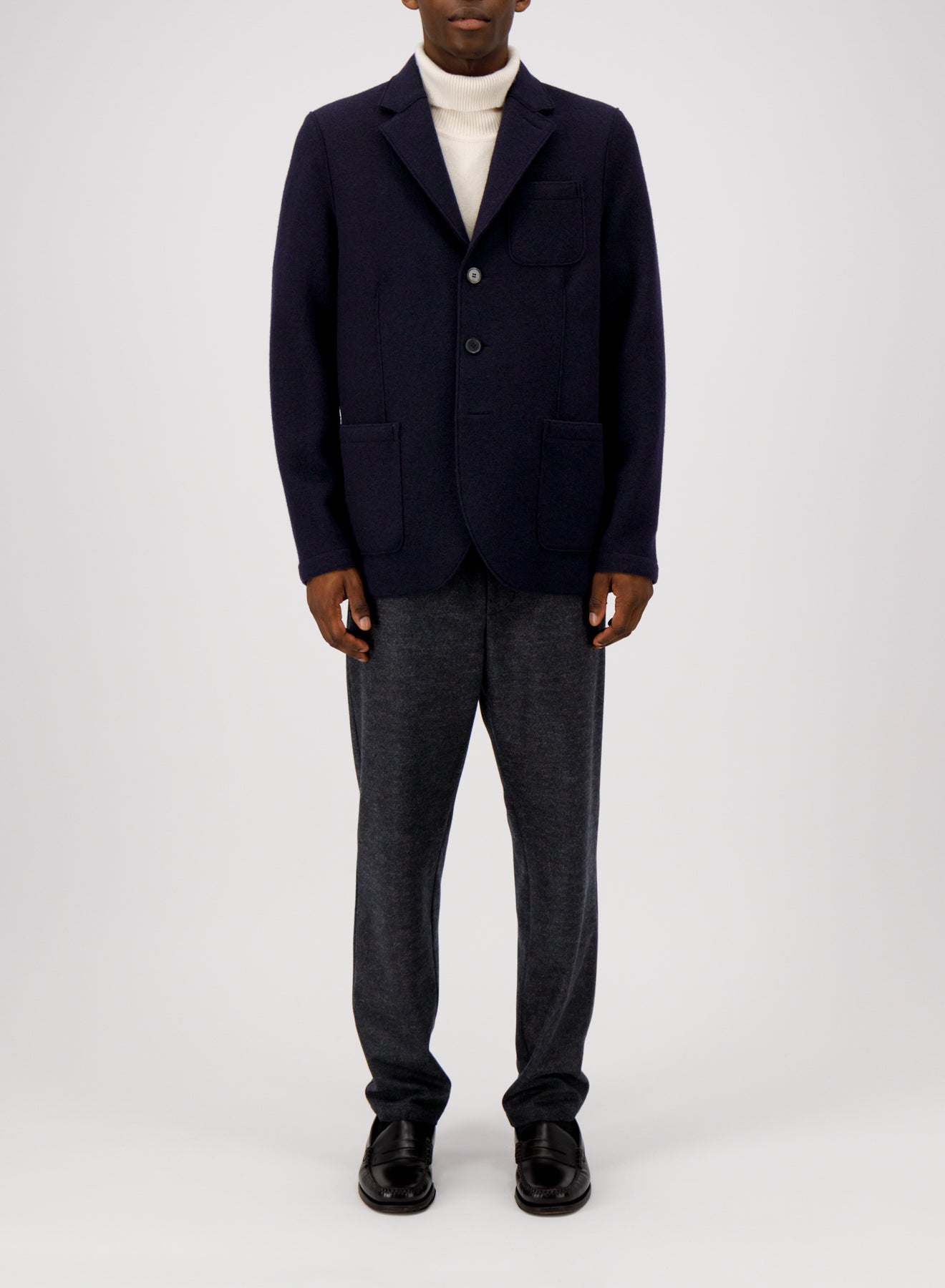 Men 3b. travel blazer boiled wool