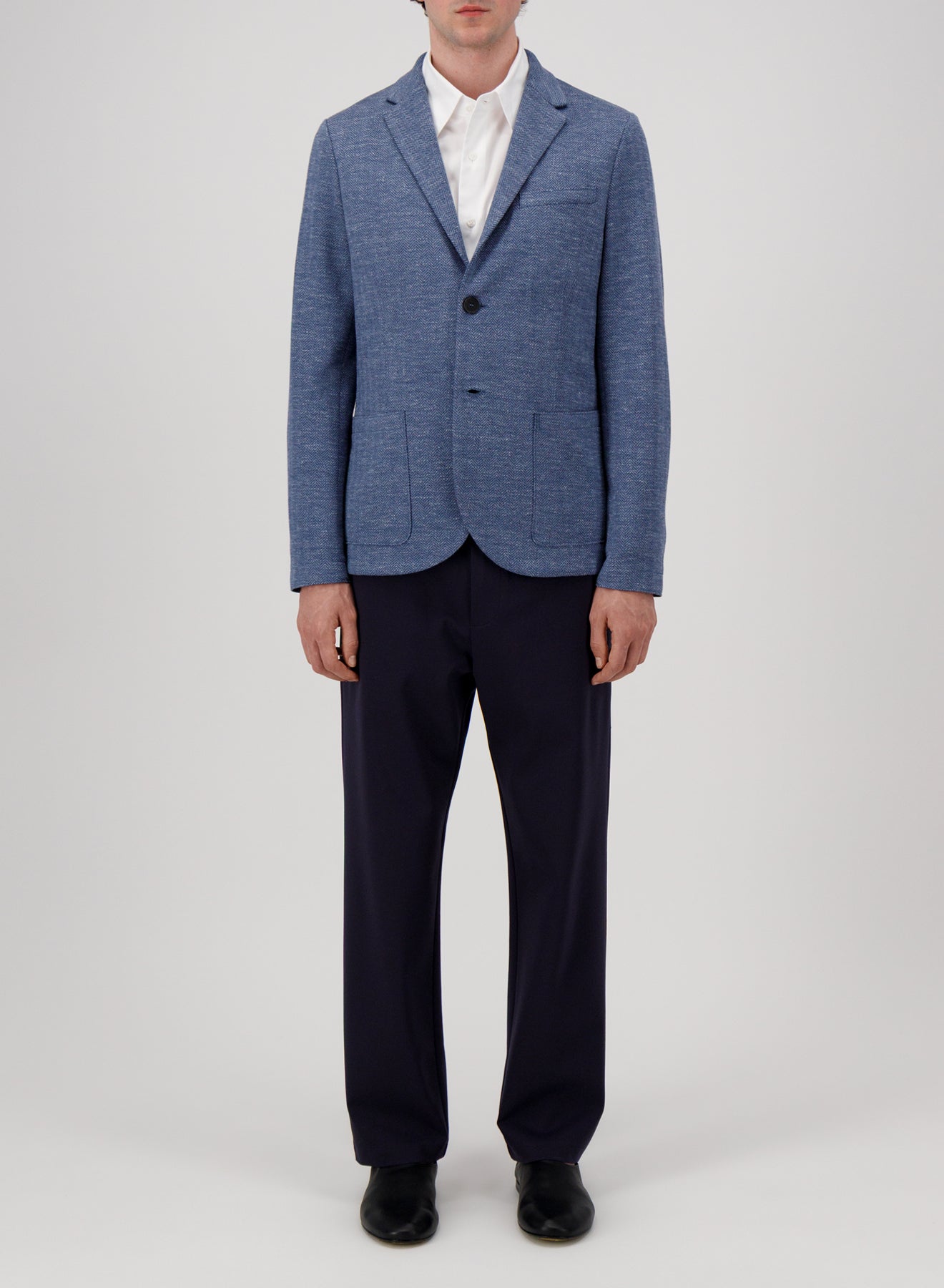2b. blazer herringbone crafted with Loro Piana fabric