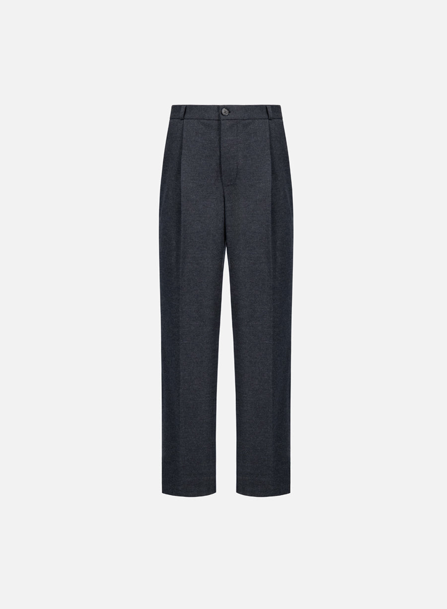 wide leg pleated trousers superfine merino