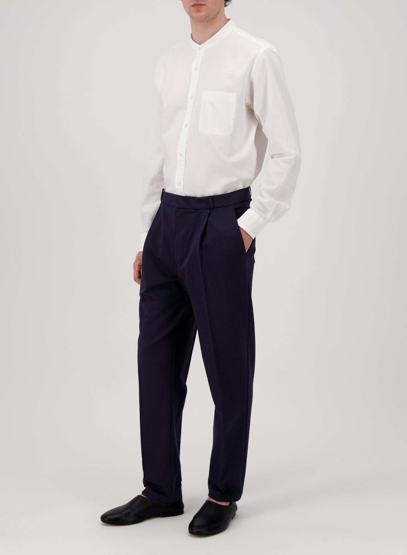 pleated trousers coolmax seersucker