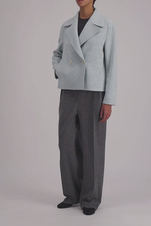 Cropped peacoat wool & silk P.O.W pattern crafted with Loro Piana fabric