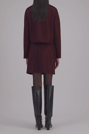 uncollared jacket light pressed wool