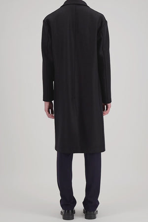 Dropped shoulder chester coat in pressed wool