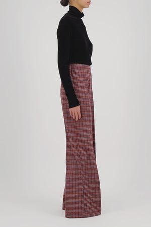 Flared trousers in multicolour check