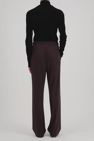 Pleated trousers with elastic waist in superfine merino