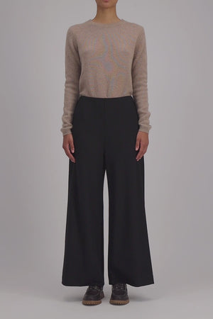 Wide-leg cropped trousers superfine merino