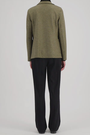 Stand up collar blazer in light pressed wool
