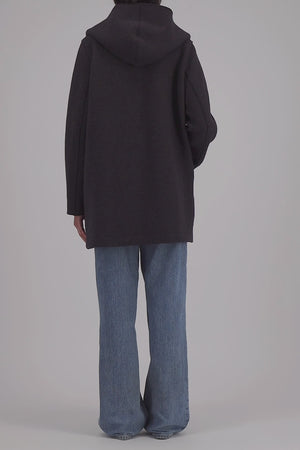 Hooded jacket in boiled wool
