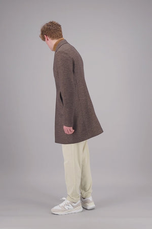 Boxy coat patterned cashmere blend