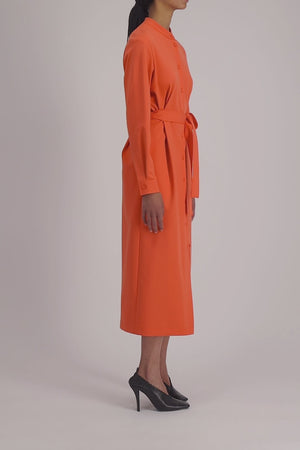 Long belted shirt dress techno viscose