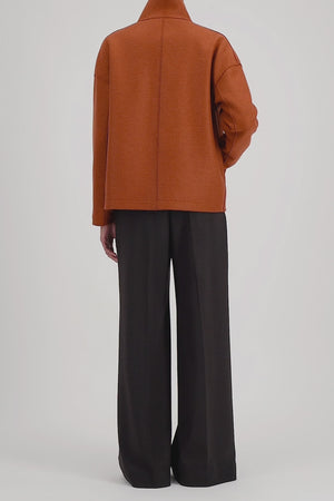 Cropped funnel jacket in pressed wool