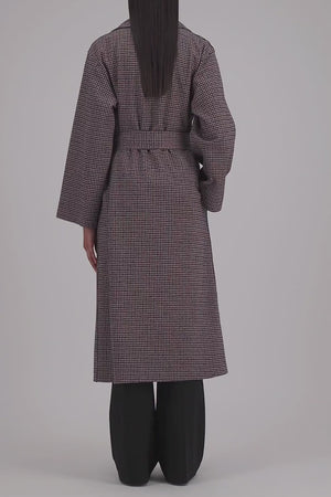 Belted clutch coat tattersall