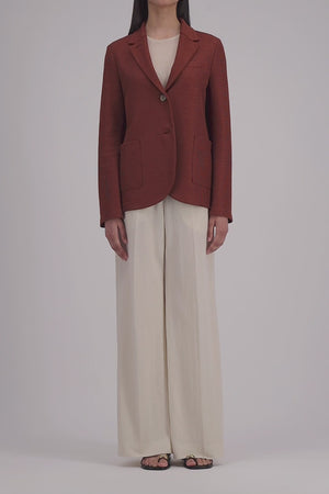 Stand up collar blazer linen honeycomb