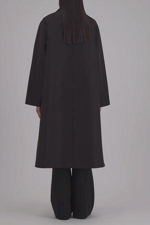 Balmacaan in pressed wool with quilted lining