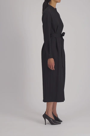 Long belted shirt dress rayon