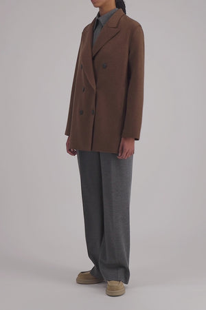 Slouchy peacoat flannel cashmere crafted with Loro Piana fabric