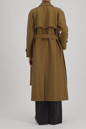 Long raglan trench in pressed wool
