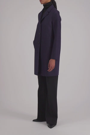 Button-up boxy coat pressed wool