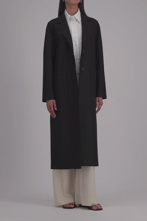 Long boxy coat light pressed wool
