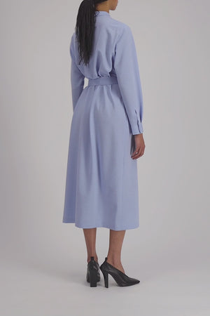 Long belted shirt dress coolmax seersucker