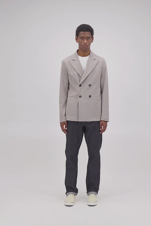 Peak lapel d.b. blazer seersucker carfted with a Loro Piana fabric