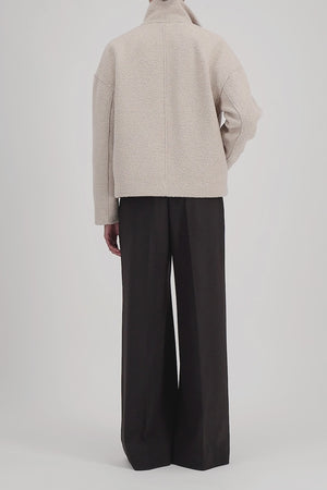 Cropped funnel jacket in bouclé