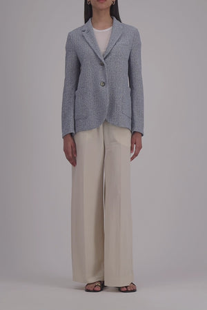 Stand up collar blazer bicolour frisé