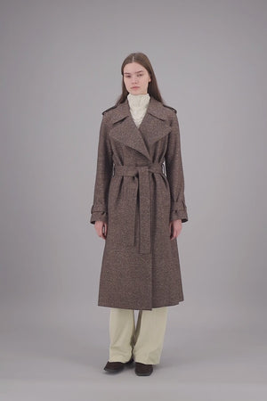 Trench coat patterned cashmere blend