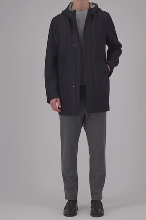 Parka in pressed wool and bouclé