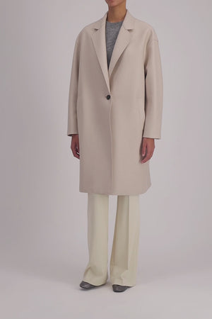 Oversized coat pressed wool and polaire