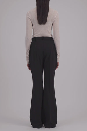 Flared fitted trousers viscose flannel
