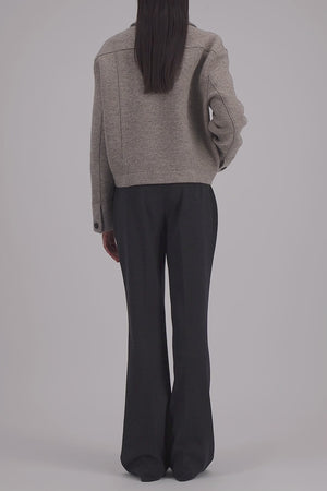 Cropped coach jacket in boiled wool