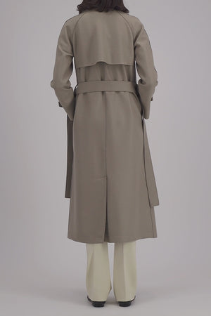 Long raglan trench in kight pressed wool