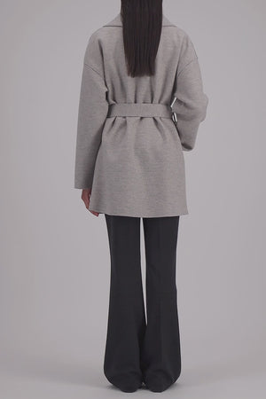 Shawl belted jacket pressed wool