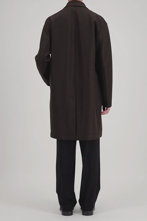 Fly front zipped coat in pressed wool