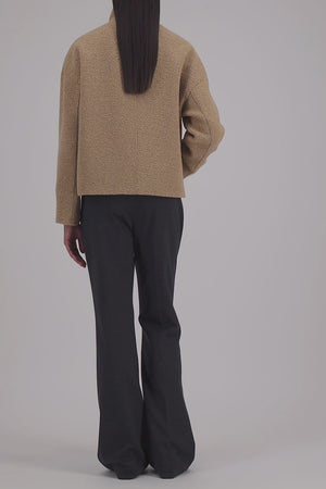 Cropped funnel jacket in bouclé