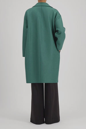 Dropped shoulder coat in pressed wool